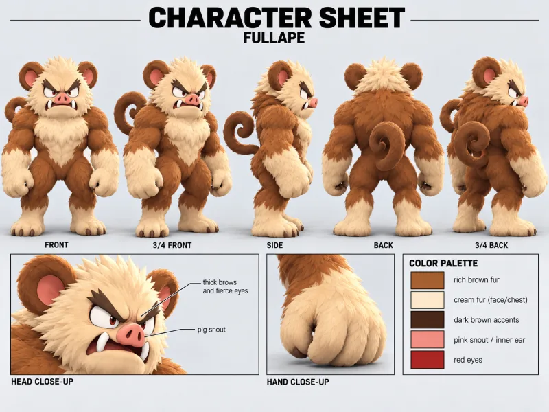 FULLAPE character sheet with multiple views