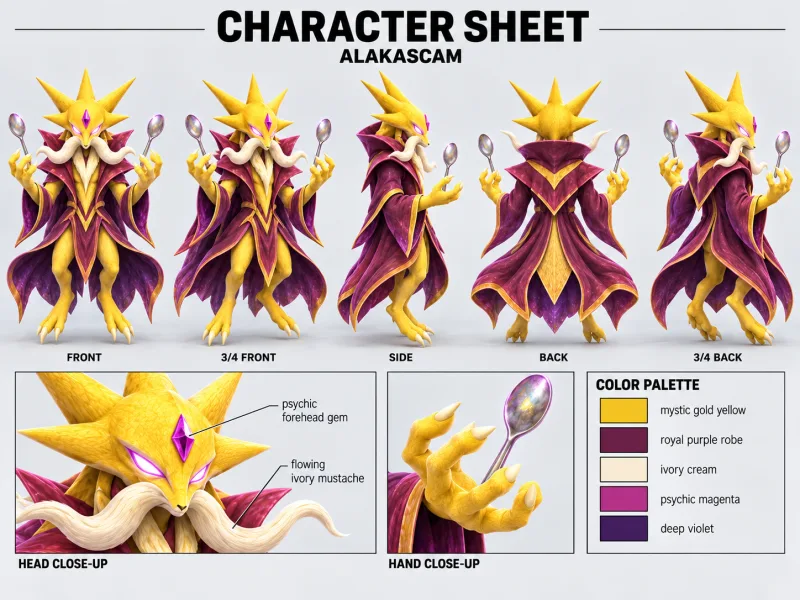 ALAKASCAM character sheet with multiple views