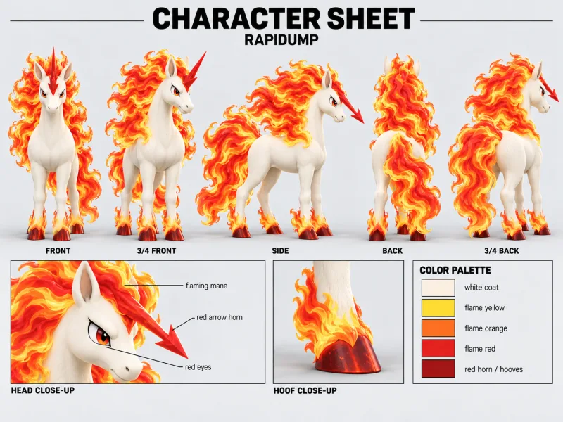 RAPIDUMP character sheet with multiple views
