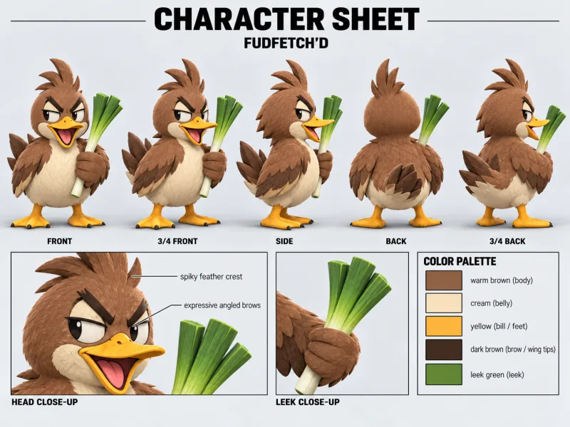 FUDFETCH'D character sheet with multiple views