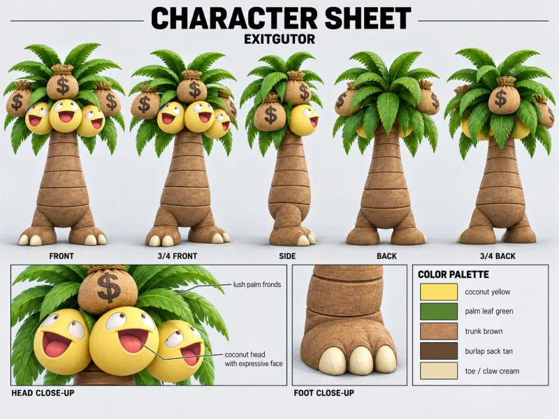 EXITGUTOR character sheet with multiple views