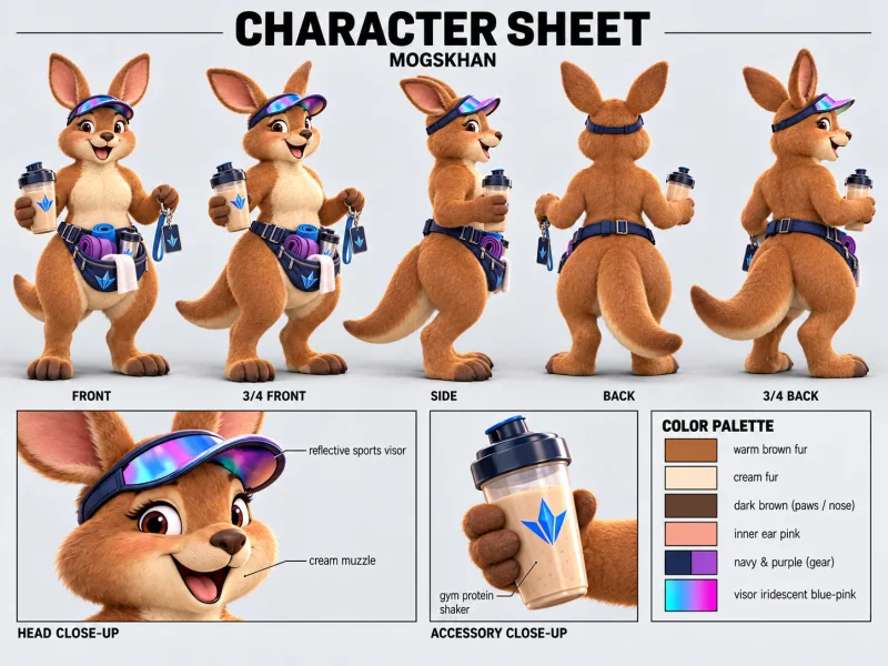 MOGSKHAN character sheet with multiple views
