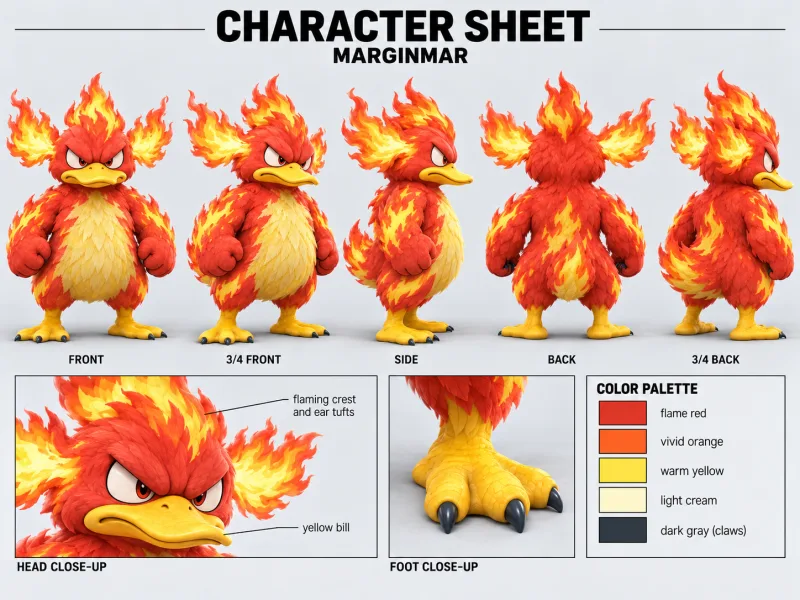 MARGINMAR character sheet with multiple views