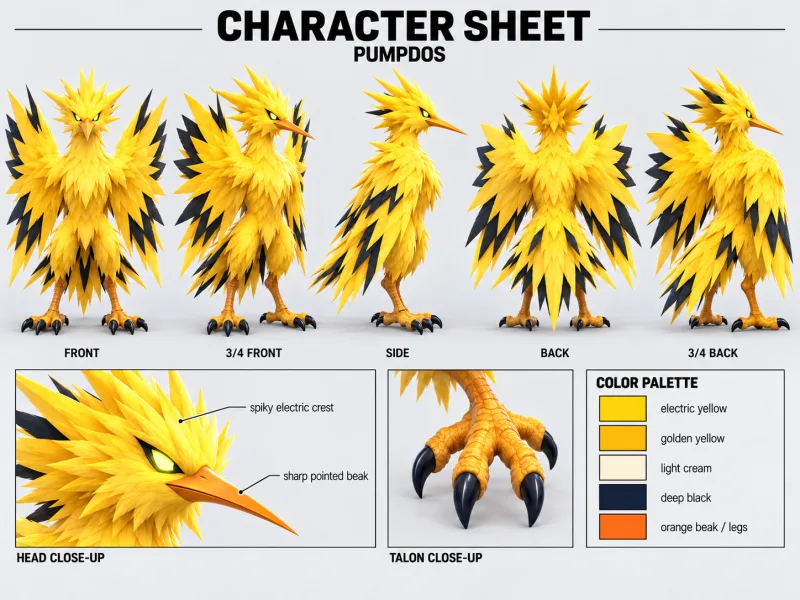 PUMPDOS character sheet with multiple views