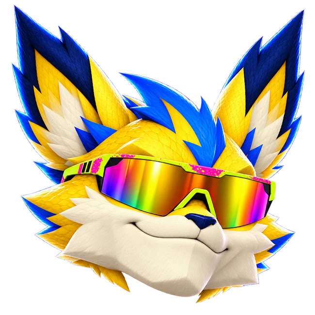 Pokémog logo with rainbow mirrored shades on a transparent background